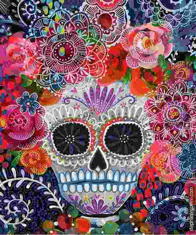 A Vibrant Display Of Colorful Sugar Skulls, A Traditional Mexican Folk Art Associated With The Day Of The Dead. The Art Of The Skull